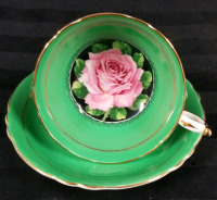 Vintage PARAGON CABBAGE ROSE double warrant cup & saucer