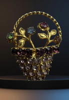 Crystal Rhinestone Basket Brooch