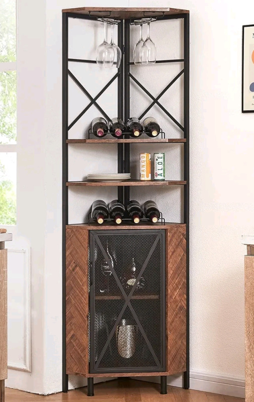 HOMISSUE 5-Tier Multipurpose Corner Shelf Cabinet / Wine Rack - New in Box