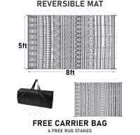 HiiARug 5'x8' Reversible Outdoor Rug in Bag , Plastic Straw Patio Rug . New