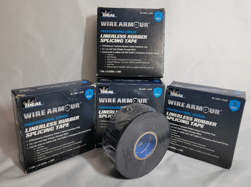 Ideal Wire Armour Linerless Rubber Splicing Tape , 4 Rolls . 1.5"&times;30ft - New in Box