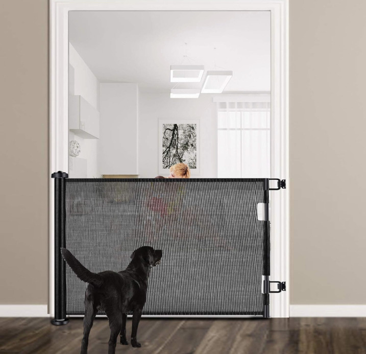 Retractable Baby Gate Dog Gate - Safety gate - Black