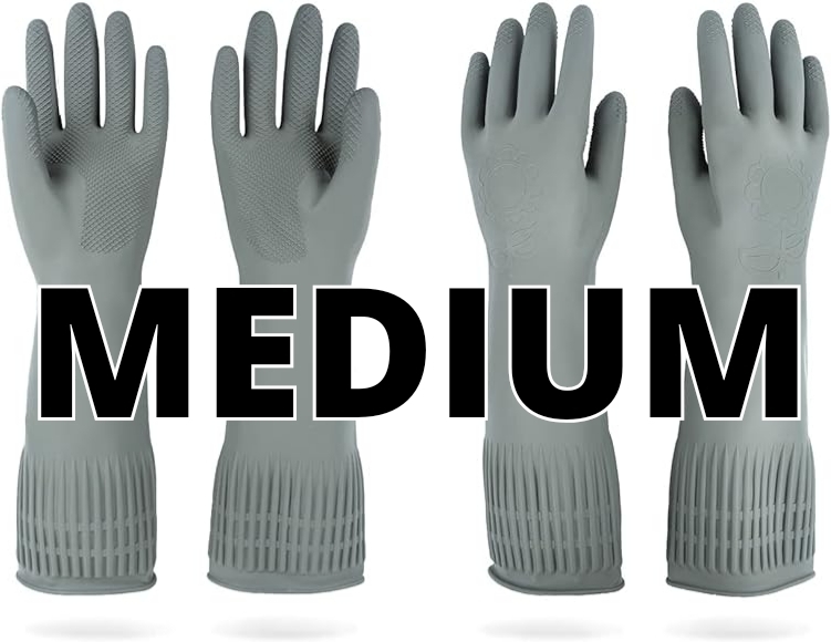 5 New Packs MAMISON Quality Rubber Gloves : Size Medium (2 Pairs per Pack, 10 Pairs Total)