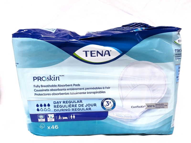 New TENA ProSkin Fully Breathable Absorbent Pads : Day Regular Protection (46 Pads in Pack)