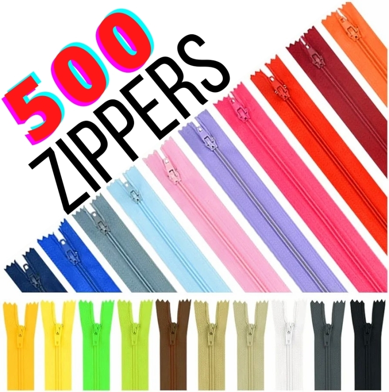 500 New 9.5" Long Multi-Coloured Zippers