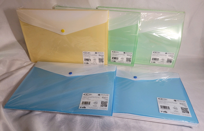 FileMode 2-Pocket Frosted Poly Envelopes . 6 Per Pack , 5 Packs , 30 Envelopes - New