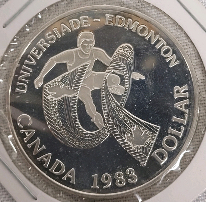 1983 Canadian Silver One Dollar World University Games in Edmonton Coin , Uncirculated