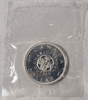 1964 (1864-) Canadian Silver One Dollar Coin in Sealed Royal Mint Cellophane , Uncirculated