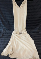 NEW ESTEE BROWN full length light dress with belt color Beige