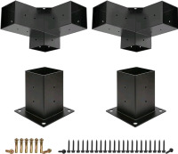 Kinchoix 4pc Pergola brackets , Two (2) Base & Two (2) Three Way Brackets - New
