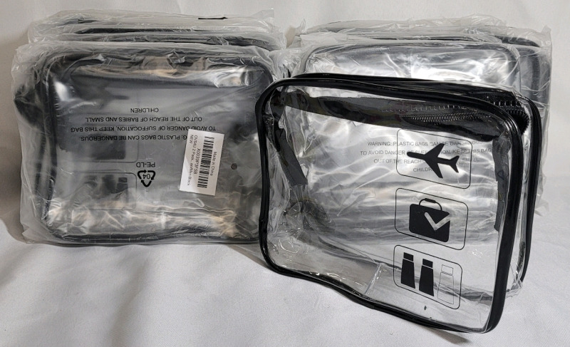 10 New 2pc Make-Up Clear Bag / TSA Approved Toiletries Bag Sets .