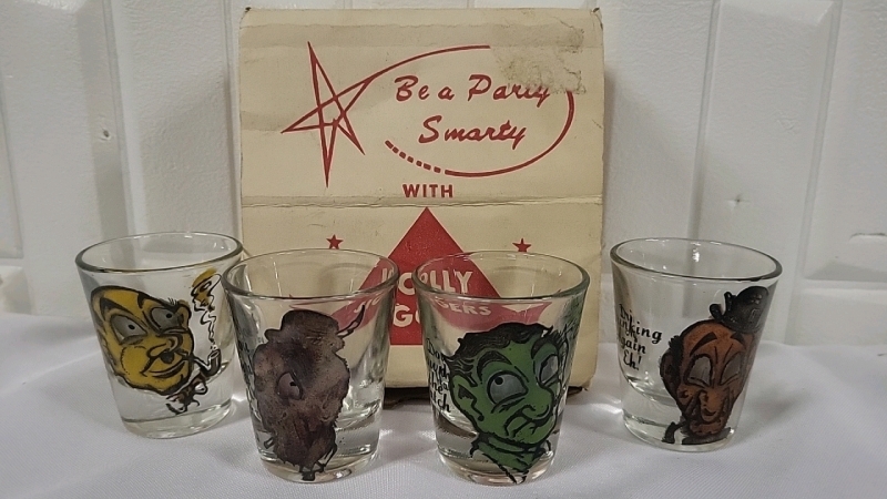 NOS - 4 Jolly Jiggers Shot Glasses