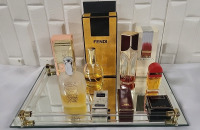 Vintage Perfumes & Colognes with Mirrored Tray - 14"&times;9"