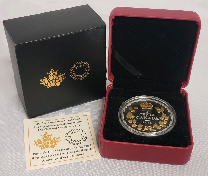 2015 Canadian Silver 5-Cent Nickel Fine Silver Coin ' Legacy of the Canadian Nickel ' in Case