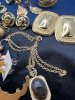 Large Unresearched Gold Tone Earrings Necklaces Stones - 3