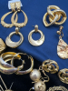 Large Unresearched Gold Tone Earrings Necklaces Stones - 4