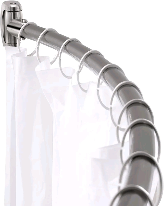 New Adjustable Curved Shower Curtain Rod - brushed nickel