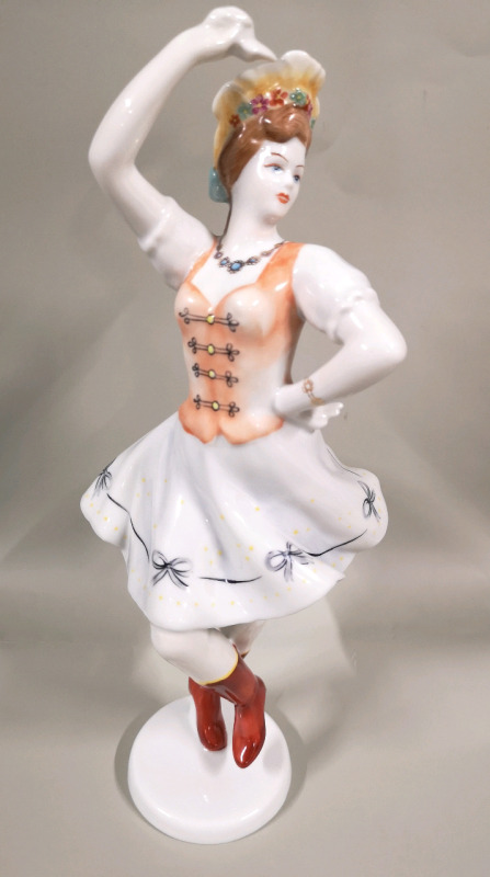 Vintage Hollohaza Hungarian Folk Dancing Lady Figurine 12" tall - 4834