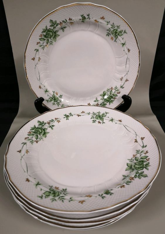 6 Hollohaza Hungary Dinner Plates - Erika Pattern