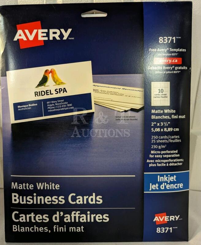 New Avery Matte White Business Cards. 250 cards total.