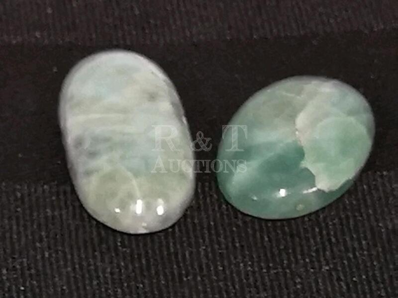 2 Polished Oval Larimar Stones