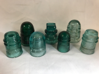 7 Vintage Glass Insulators