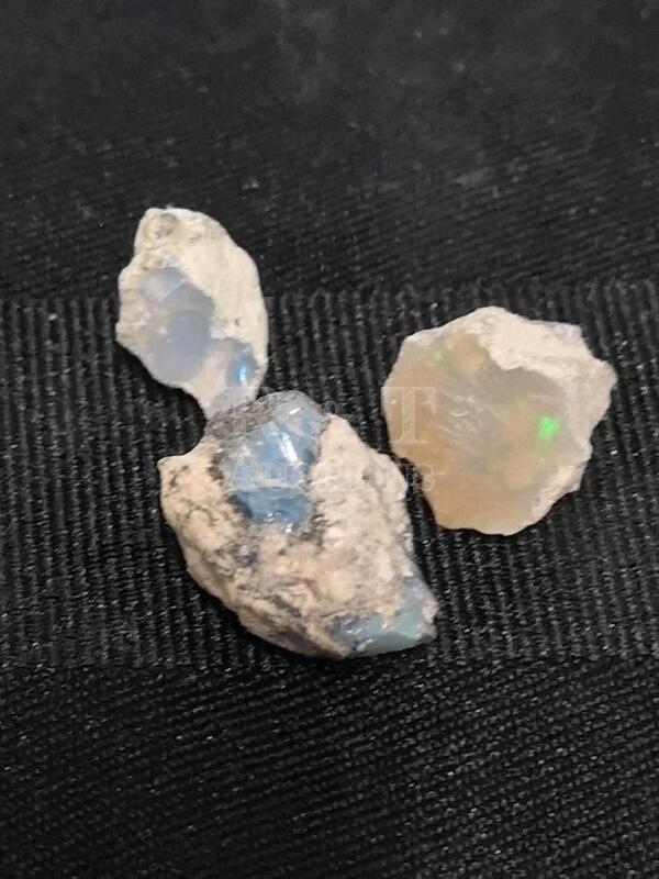 3 Iridescent Raw Opals