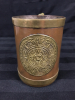 Vintage Copper & Brass Stein with an Aztec Style Medallion 4.5 inches tall