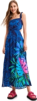 New DESIGUAL Tropical Ruffle Midi Dress Size Small