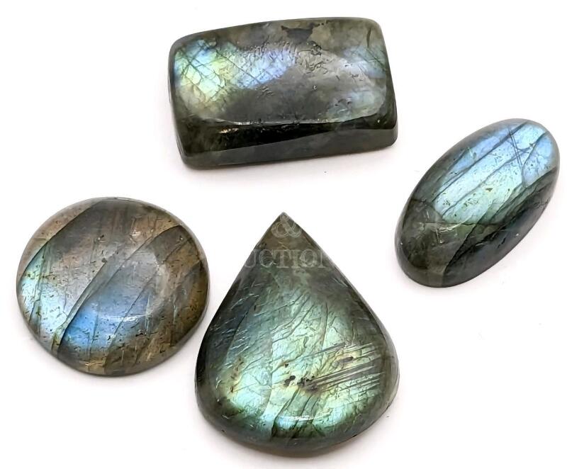 4 High Grade Labradorite Cabochon Gemstones 100 Carats.