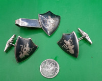 Vintage Siam Sterling Silver Tie Clip and Cufflinks