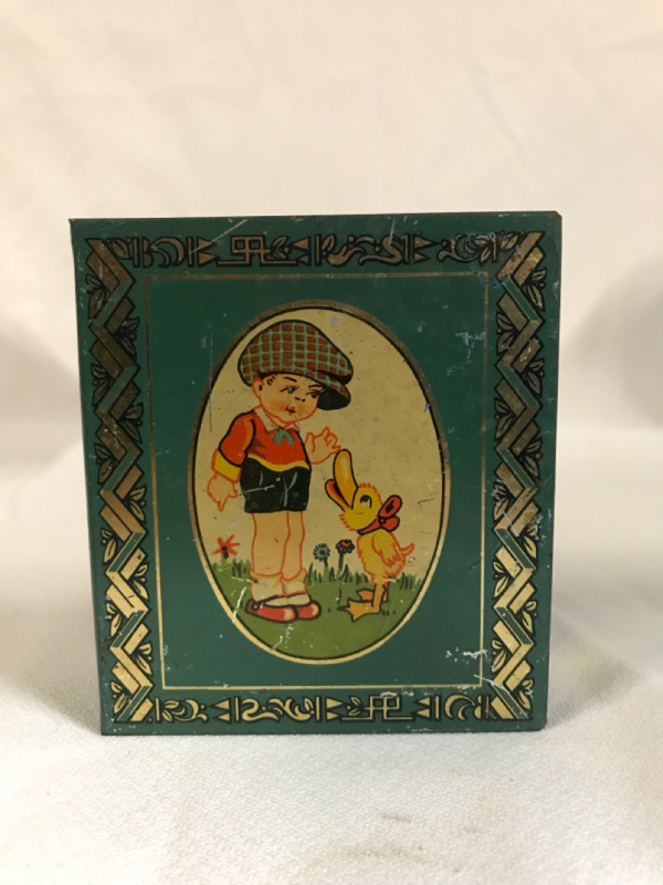 Antique German Boy with Duck Tin Coin Bank