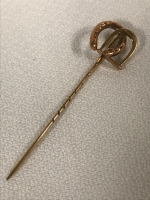 Antique 9 C Rose Gold Stick Pin 2 inches long Horseshoe & Sturrup