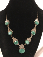 RHA PC-112 Modern Sterling Silver & Faceted Untreated Emerald Necklace 18 inches