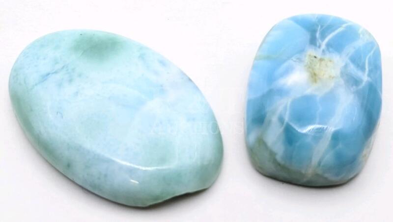 Polished LARIMAR Gemstones Oval & Rounded Rectangle.