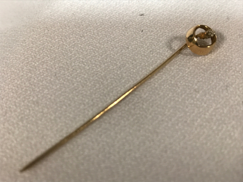 10 K Yellow Gold & Diamond Stick Pin 2.5 inches