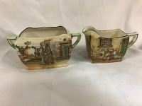 Royal Doulton Dickens Ware Sam Weller Cream & Sugar
