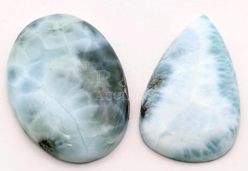 Polished LARIMAR Gemstones Oval & Raindrop.