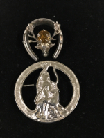 2 Sterling Broaches Horseshoe Stag & Diana Goddess of the Hunt