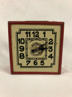 Antique German Tin Clock Coin Bank 3 x 3 x 2 inches