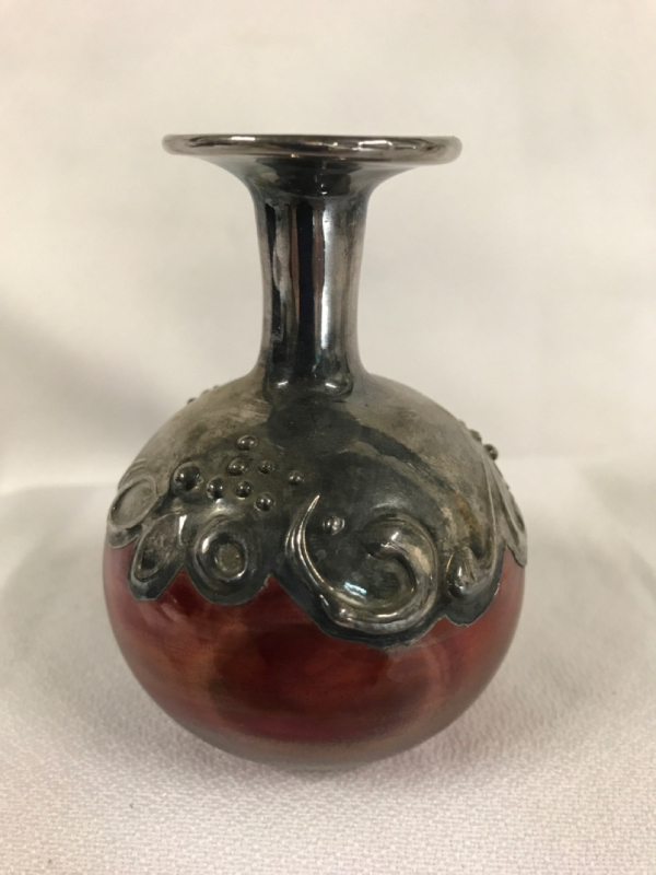 Miniature Sterling Overlay Vase Israel 3 inch tall