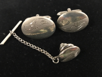 Vintage Sterling Cuff Links & Tie Pin