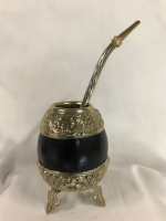 Argentinian Yedoa Mate Tea Gourd Cup & Straw Alpaca Silver