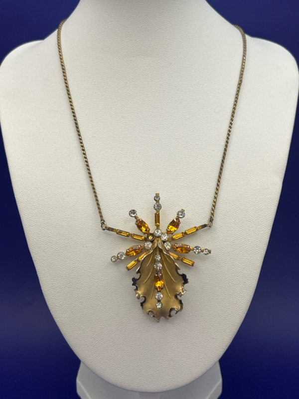 Bond Boyd Sterling Rhinestone Orchid Necklace