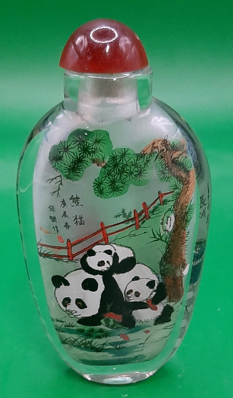 Vintage Aslan Reverse Painted Snuff Bottle