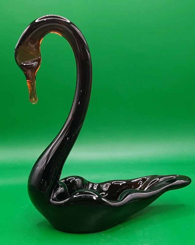 Vintage Amber Glass Swan