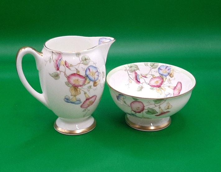 Vintage Royal Doulton Morning Glory Cream & Sugar