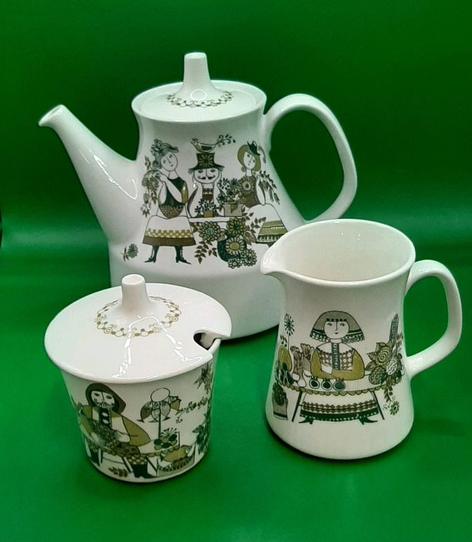 Vintage Figgjo and Flint Teapot with Cream & Sugar