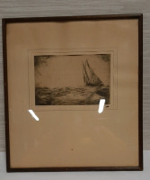 Vintage Bluenose Etching Under Glass Dated 1932