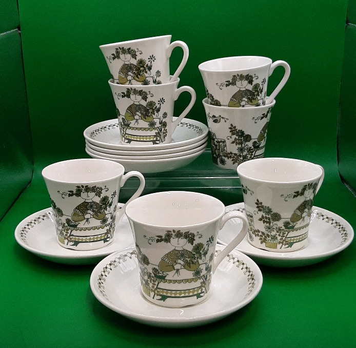 Vintage Figgjo Flint Cups and Saucers from Norway